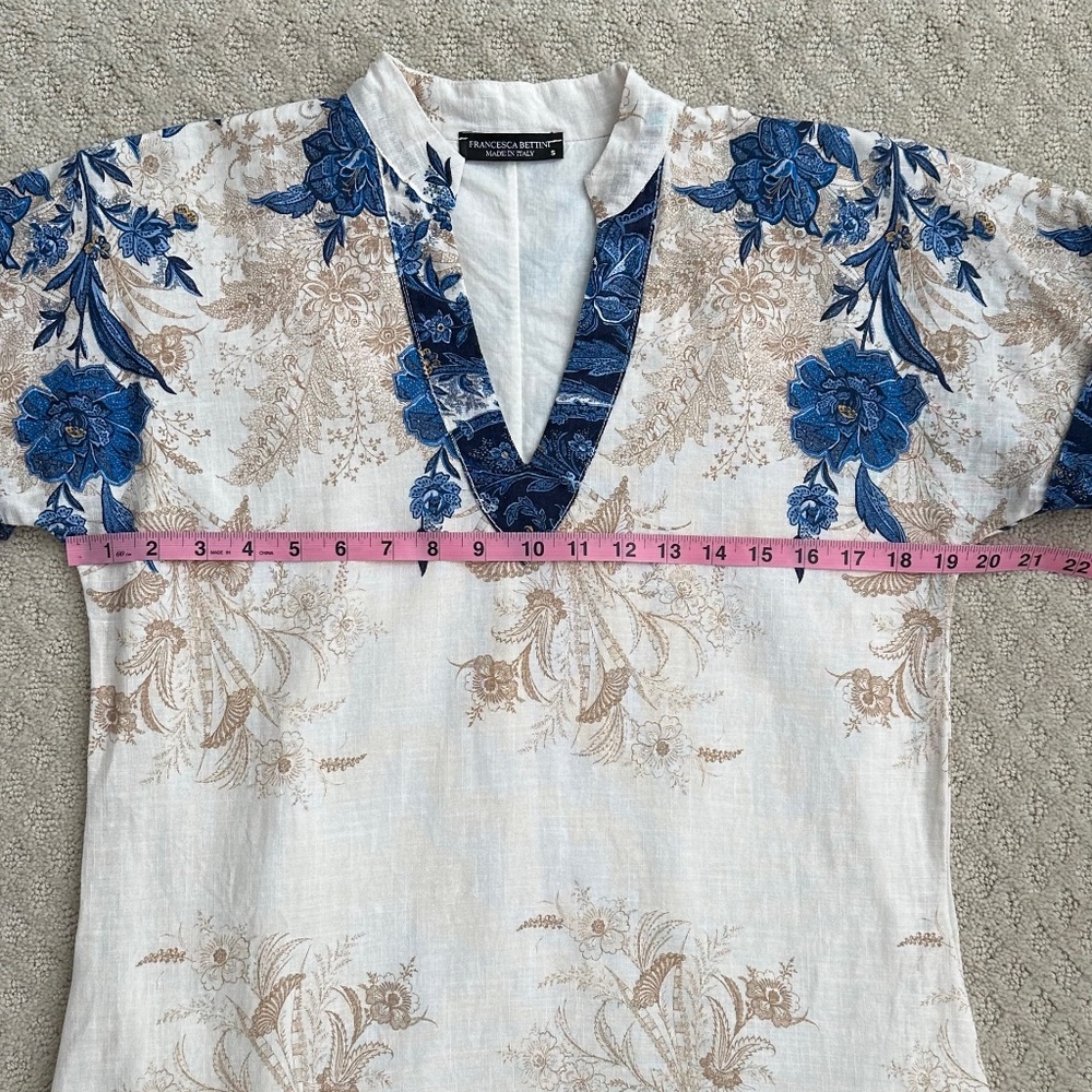 Francesca Bettini Linen Blend Floral Shift Dress Small Summer Vacation Casual - Picture 15 of 15